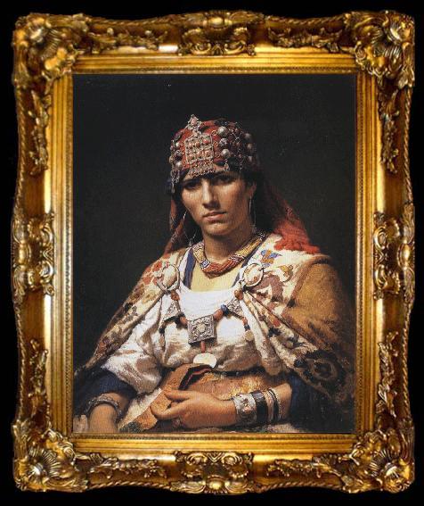 framed  Frederick Arthur Bridgman Portrait of a Kabylie Woman, Algeria, ta009-2